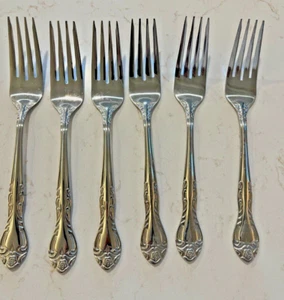 Salad Forks Queens Fancy Set of 6 International Stainless Steel - Picture 1 of 3