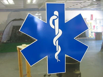 SSI 2 24" EMT EMS CROSS DECAL SET Huge Sticker 4 Fire Ambulance Blue Fireman