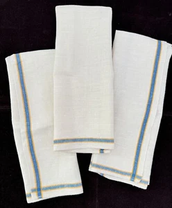 3 Vintage Stevens Linen Works Küchentücher blau & gelbe Streifen A251 - Bild 1 von 11