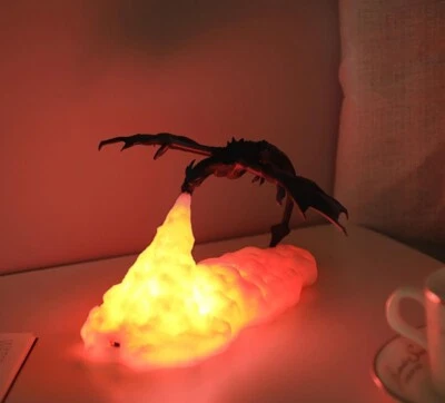 Feuerdrachenlampe / 3D-Druck / Nachtlampe mit USB-Geschenk / Dekoration - Bild 1 von 4