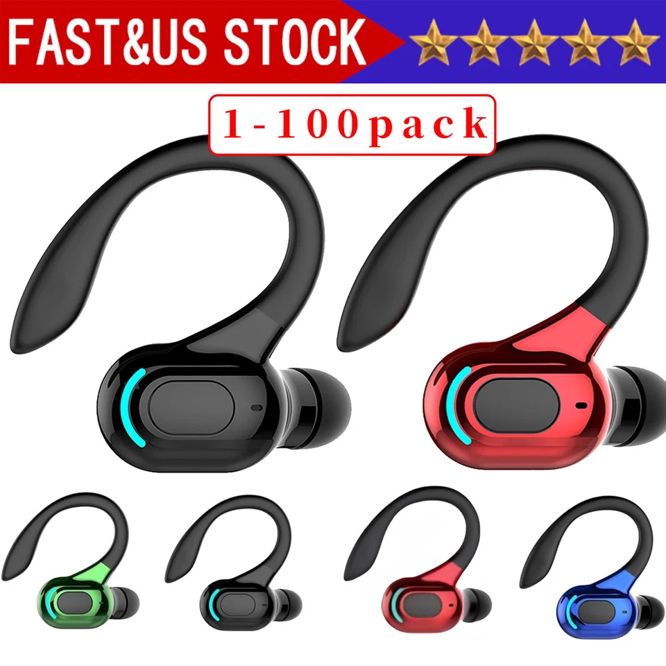 Bluetooth 5.1 Headset Wireless Earbuds Earphones Stereo Headphones Ear Hook Lot - Image 1 of 4