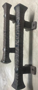 2 BIG Cast Iron Antique Patina Foundry Medieval Barn Gate Pull Shed Door Handles - Picture 1 of 19
