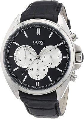 Reloj cronógrafo Hugo Boss de cuero negro para hombre 1512879 Foto 1 de 3