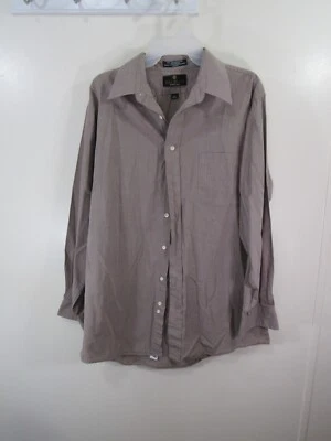 Camisa Bill Blass Talla 16 32 33 Marrón Botón Frontal Manga Larga Bolsillo Foto 1 de 4