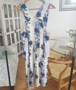 Piper Womens Lined Dress Size 12 White Blue Floral Sleeveless Shift Zipper Back - Foto 1 di 6