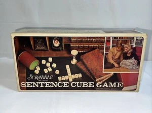 Vintage Scrabble Sentence Cube Table Game 1971 Wood Dice Word Fun Complete Nice - Picture 1 of 8