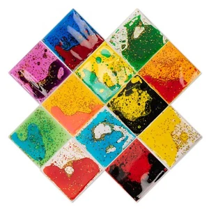 Art3d 12-Pack Square Colorful Liquid Play Mats for Children's Rooms - Picture 1 of 9