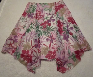 Kenneth Cole mehrfarbig Blumen Seide Chiffon asymmetrisch Einstecktuch Rock Gr. 12 - Bild 1 von 5