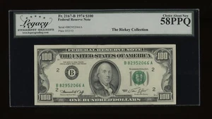 DBR 1974 $100 FRN New York Fr. 2167-B Legacy 58 PPQ Serial B82952066A - Picture 1 of 2