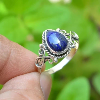 Lapis Lazuli Gemstone 925 Sterling Silver Dainty Handmade Jewelry  All Size C558 - Image 1 of 4