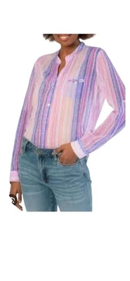 Kut From The Kloth Womens Multi Pastel Chiffon Button Front Blouse Size Small - Image 1 of 4