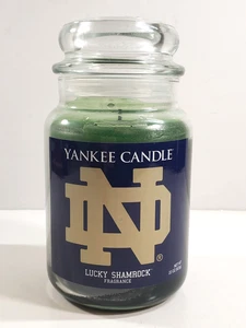 Yankee Candle Lucky Shamrock Notre Dame 22oz Jar Candle Retired Rare Preowned - Bild 1 von 7