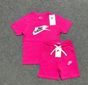 Hot Pink Nike Kids’ Shorts Set, Outfit Small - Picture 1 of 2