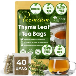 , Bolsas de té premium de 40 hojas de tomillo, 100 % naturales y puros, té de hierbas de hojas sueltas... - Imagen 1 de 9