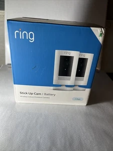 Ring Stick Up Cameras Battery Wireless Indoor / Outdoor White 2 Pack - Picture 1 of 7