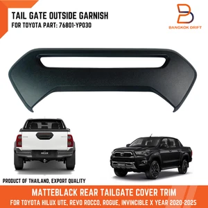 BLACK TAILGATE GARNISH COVER TRIM FOR TOYOTA HILUX UTE ROGUE 20-25 76801-YP030 - Picture 1 of 7