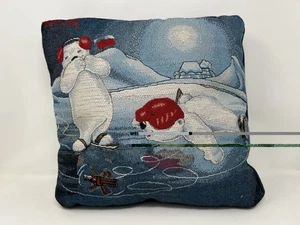 Coca-Cola Tapiz de Coca-Cola Almohada Osos Polares 18" X 18" Invierno Patinaje sobre Hielo - Imagen 1 de 3