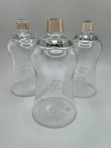 3 Vintage Homco Etched Hummingbird Clear Glass Votive Cup Peg Candle Holders - Picture 1 of 10