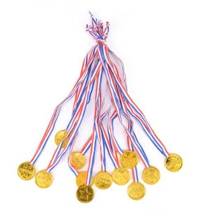 12pcs Plastic Children Gold Winners Medals Kids Game Sports Prize Awards Part:IL - Picture 1 of 5