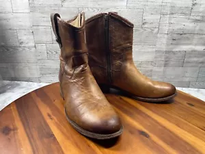 Frye Boots Women 7B Melissa Short Shoes Brown Leather Comfort Heel Ankle Bootie - Picture 1 of 19