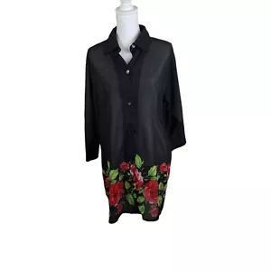 Abito copricostume da bagno vintage COLE OF CALIFORNIA donna taglia L nero rose floreali usato in ottime condizioni - Foto 1 di 10