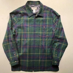Vtg Pendleton Jacket Women L Tartan Plaid Full Zip Front Virgin Wool Green - Picture 1 of 9