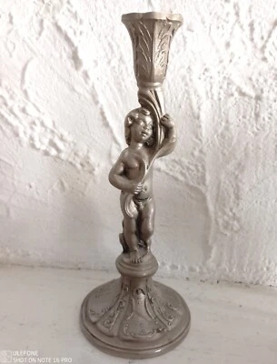 # Ancien bougeoir chérubin putti amour porte flambeau époque XIXème régule... - Photo 1/3