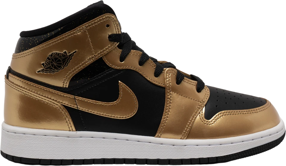 Size 5.5 (GS) - Jordan 1 SE Mid Metallic Gold Black