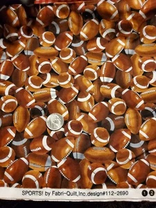 Sports Fabric - Brown Packed Football - Fabri-Quilt 29.5" L BY 44" W - Picture 1 of 2