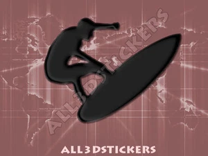 3D Sticker Decal Resin Domed Surfer Surf Adhesive Decal Black - Picture 1 of 1