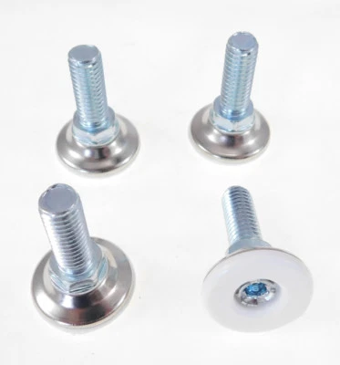 4 Pack Monaco 3/8-16 Non-Swivel W/Hex White Nylon Base Leveler MONO-33