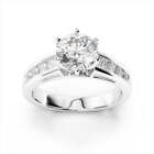 1.24 Ct Round Cut Real Moissanite Engagement Ring 14K Solid White Gold Size 6 7