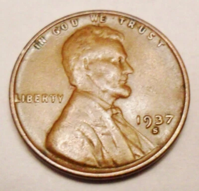 1937 S Lincoln Wheat Cent / Penny  AVE CIRCULATED  **FREE SHIPPING** - Image 1 of 2