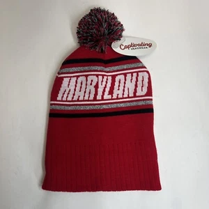 University of Maryland Terrapins Beanie Winter Hat Cap One Size Pom Pom - Picture 1 of 6