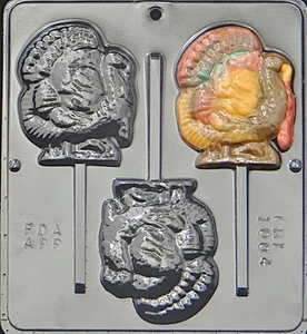 NEW 3 Cavity Thanksgiving TURKEY Chocolate Candy Plaster Clay Lolly Mold - Picture 1 of 4