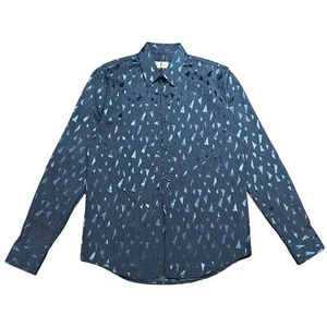 Pronti Blue Geometric Button Up Shirt - Picture 1 of 6