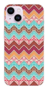 Coque en silicone imprimée compatible Apple iPhone 15 Zigzag Ethnique - Photo 1 sur 3