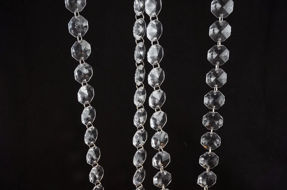 6' 28mm Acrylic Crystal Octagon Bead Wedding Strand Holiday Party Favor Decor