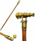 Spyglass Antique Scope Vintage Brass Telescope Handle Wooden Walking Stick Cane