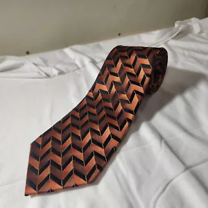 Arrow Orange/Black Geometric Mens 100% Silk Tie Size 59x3.75 Inches - Picture 1 of 7