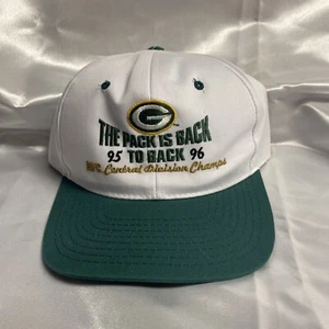Vintage Green Bay Packers Hat Cap ‘The Pack Is Back To Back’ 95 96 Champs 2 - Picture 1 of 2