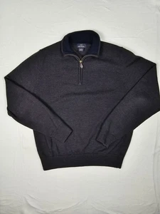 Brooks Brother 346 Extra Fine Italian Merino Wool 1/4 Zip Pullover Sweater Black - Bild 1 von 5