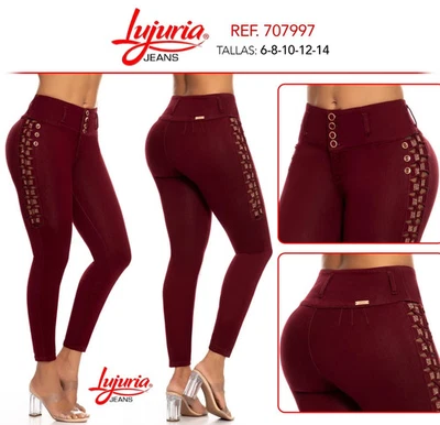 JEANS LUJURIA COLOMBIANOS TALLA 3 PUSH UP LEVANTA COLA LEVANTAMIENTO DE GLÚTEOS MUJER - Imagen 1 de 3