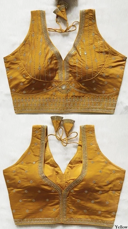 Blusa Sari Preparada Diseñador Sari Choli India Fiesta Ropa Vestido Bollywood Foto 1 de 1