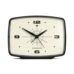 Brooklyn Retro Alarm Clock - Rectangular Matt Black Silent Sweep Clock - Beds... - Picture 1 of 7