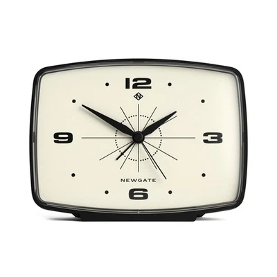 Brooklyn Retro Alarm Clock - Rectangular Matt Black Silent Sweep Clock - Beds... - Image 1 of 4