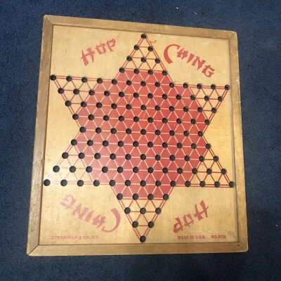 Hop Ching Chinese Checkers Board 16x18 Made in USA 1928 All Wood No. 2739 - Image 1 of 4