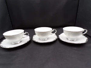 3 Sets Vintage Fine China Nobility Japan Cup & Saucers Scalloped Silver Edge F25 - Picture 1 of 11