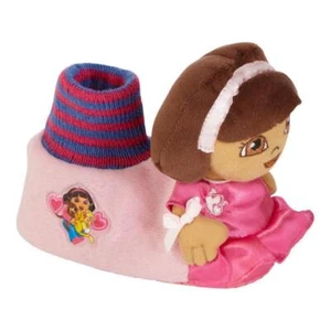 Nickelodeon Toddler Girl Pink Dora the Explorer Slippers Sock Top House Shoes L - Picture 1 of 1