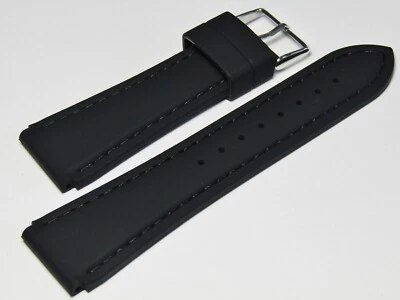 20mm Hadley-Roma MS3346 Black Silicone Rubber Waterproof Dive Watch Band Strap - Image 1 of 2